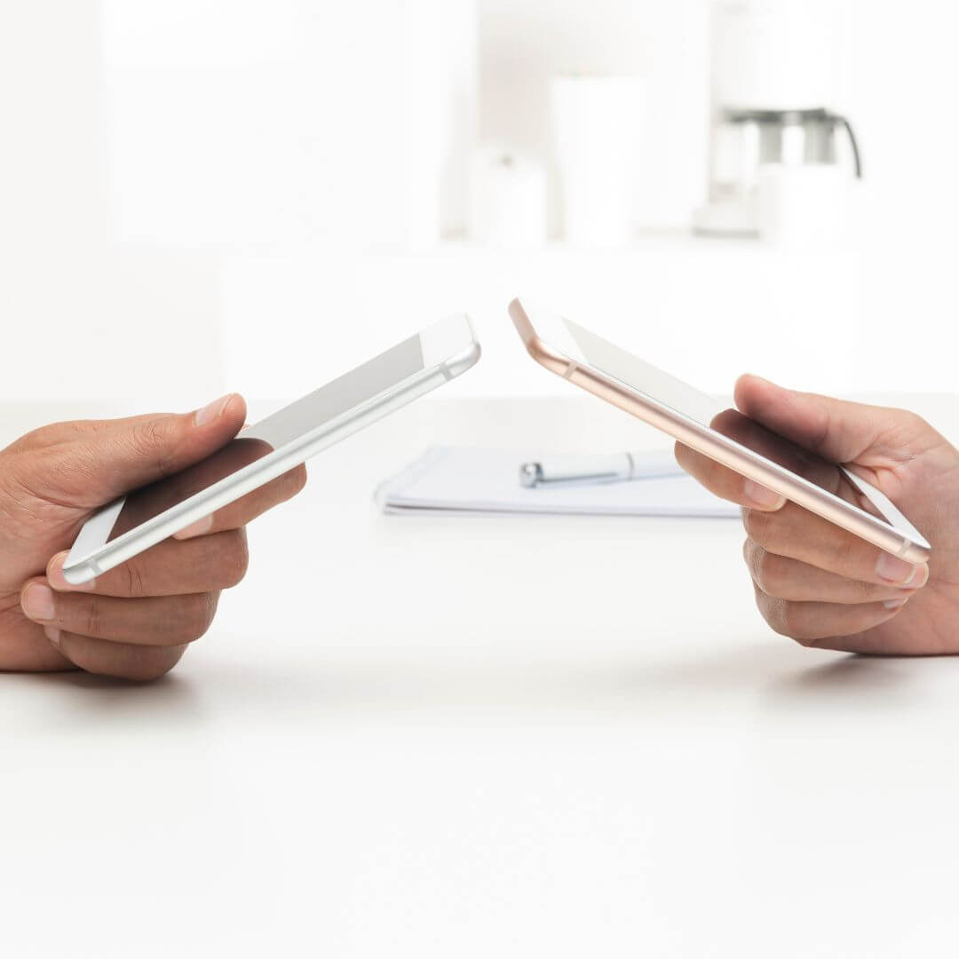 Mobile First Management Tools tow people holding mobile phones