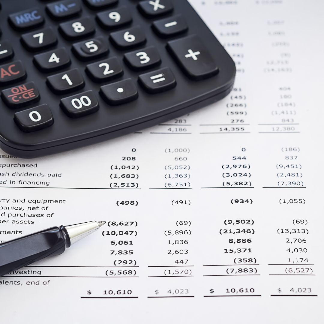 calculator with financial records