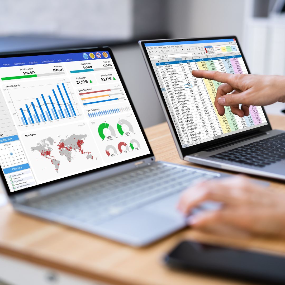 comparing a spreadsheet with figures